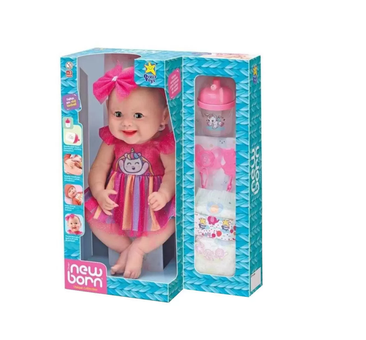 Boneca New Born Vestido Arco Iris Diver Toys F Tima Crian A