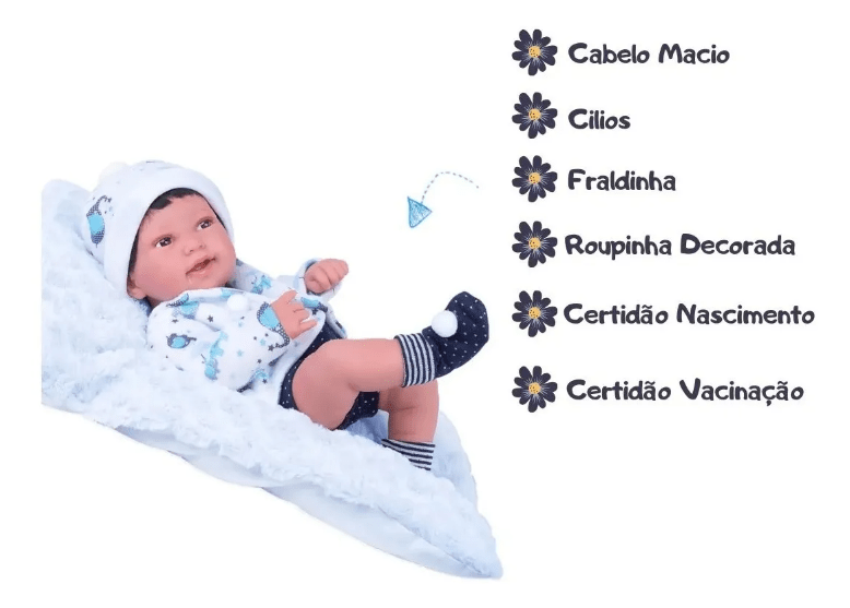 Boneca Anny Doll Baby Reborn Menina Cotiplás - Fátima Criança