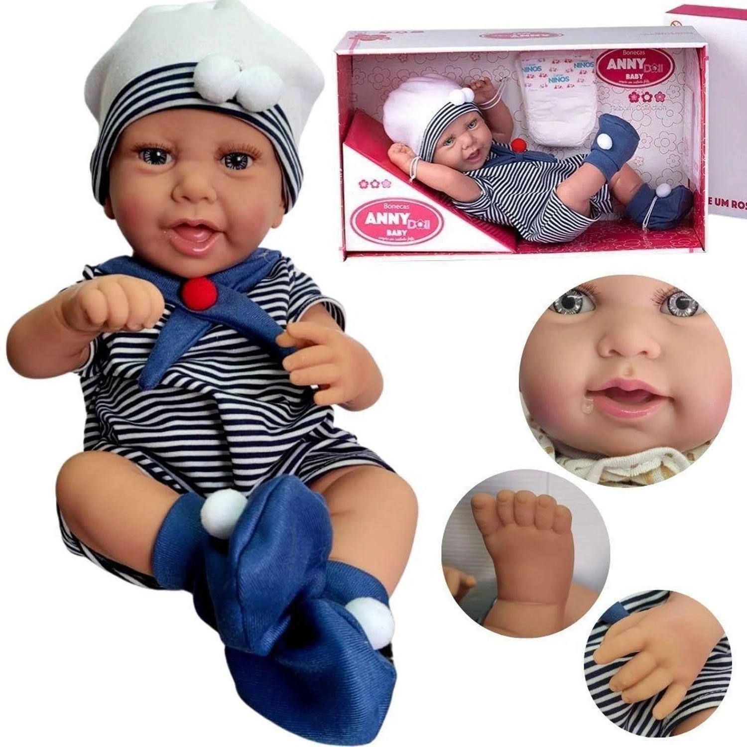 Anny Doll Baby Reborn Menino Marinheiro Cotiplás - Fátima Criança