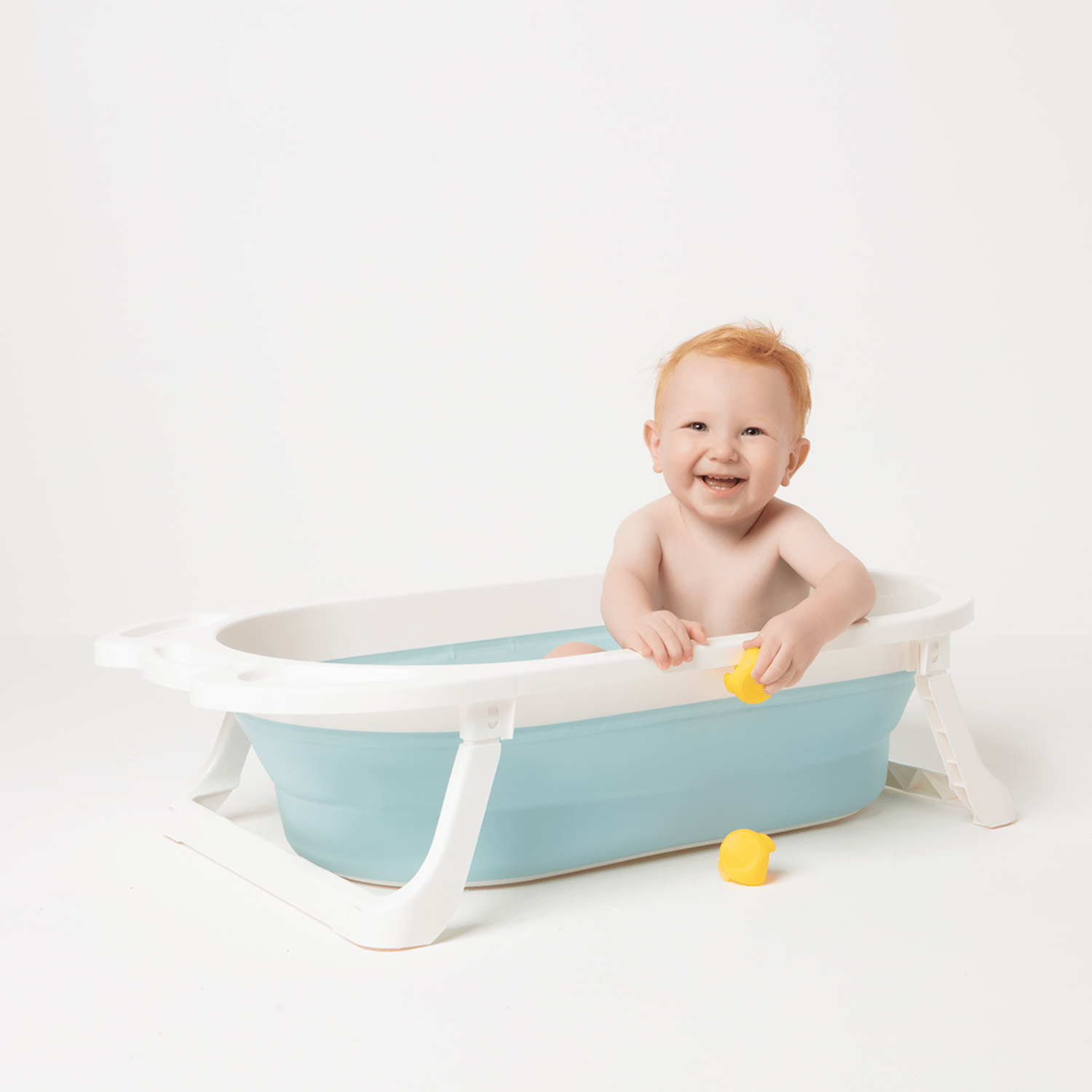 Banheira Para Bebê Dobrável Com Suporte Azul Média - Nome da Loja Virtual