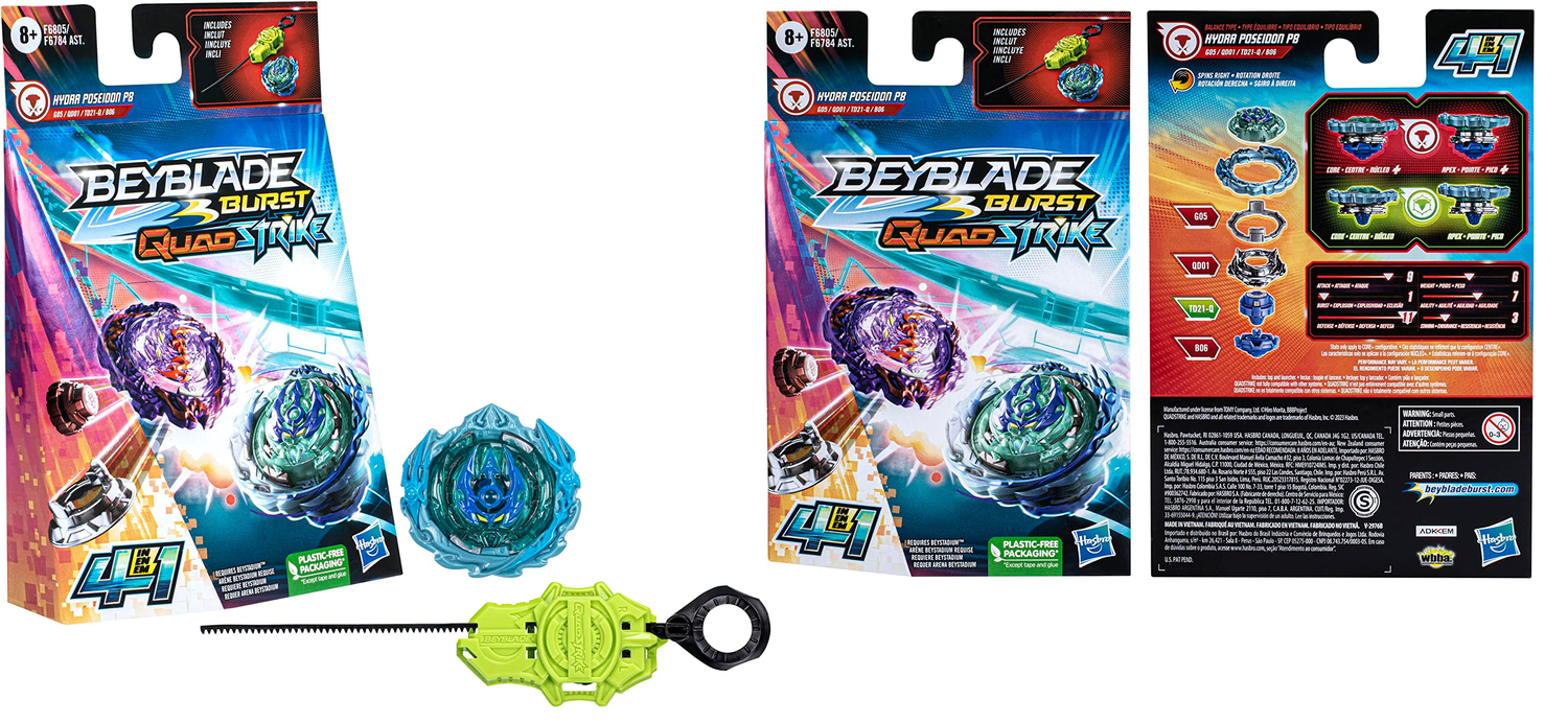 Beyblade Burst Quadstrike Hydra Poseidon P8 - Hasbro - Fabrica da Alegria