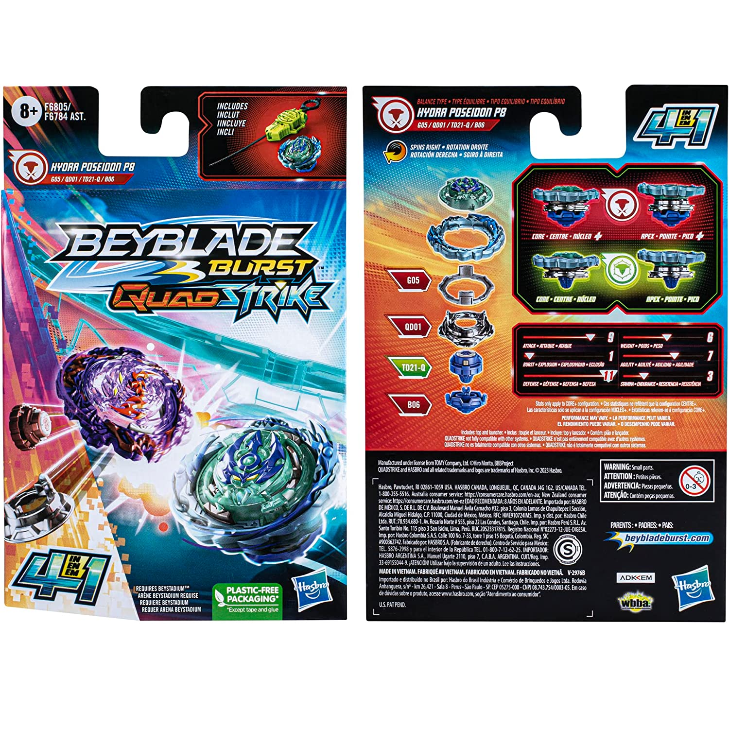 Pião e Lançador Beyblade Burst QuadStrike - Hydra Poseidon P8 - Beyblade -  Hasbro