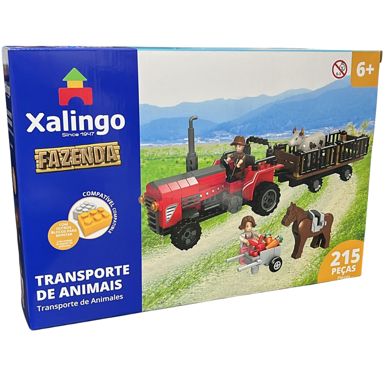 Blocos de Montar Fazenda Transporte de Animais 215 Peças Xalingo Blocos de Montar Fazenda Transporte de Animais 215 Peças Xalingo