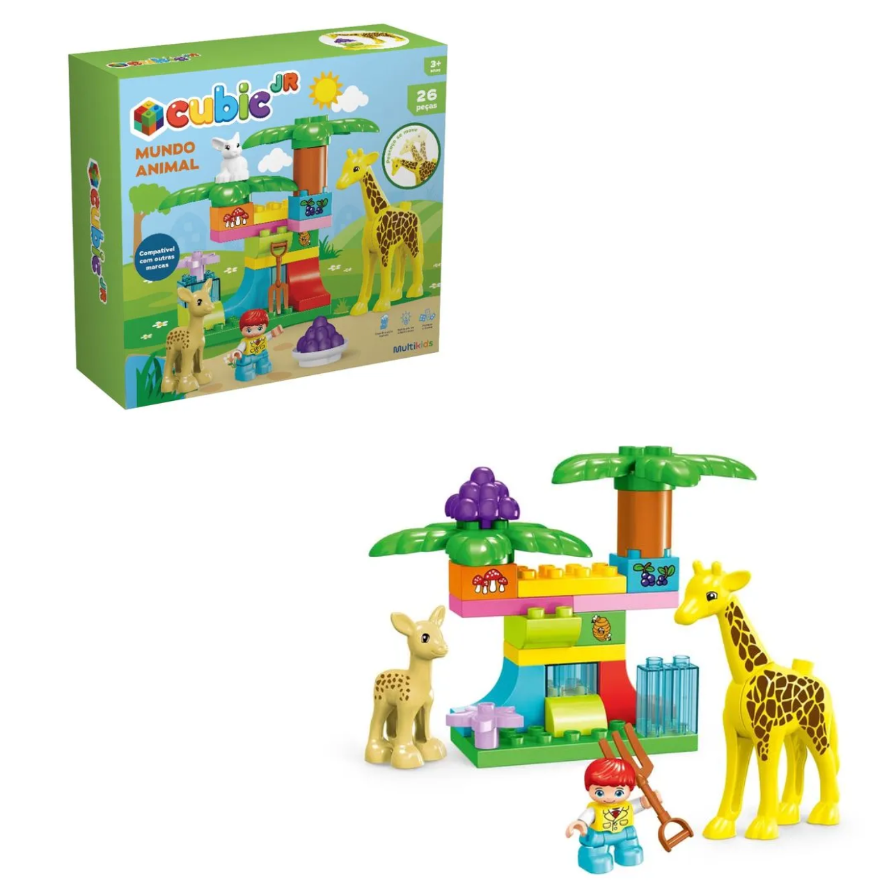 Blocos de Montar Mundo Animal Cubic Jr Multikids Blocos de Montar Mundo Animal Cubic Jr Multikids