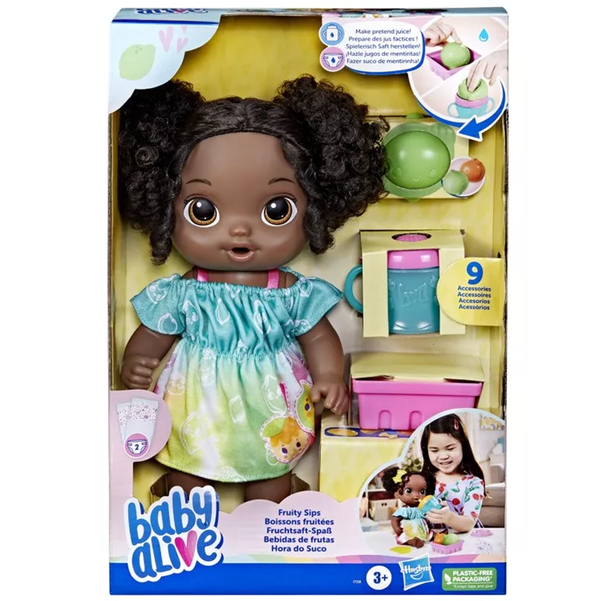 Boneca Bebê com Acessórios - Baby Alive - Hora do Suco - Vestido Azul -  Hasbro