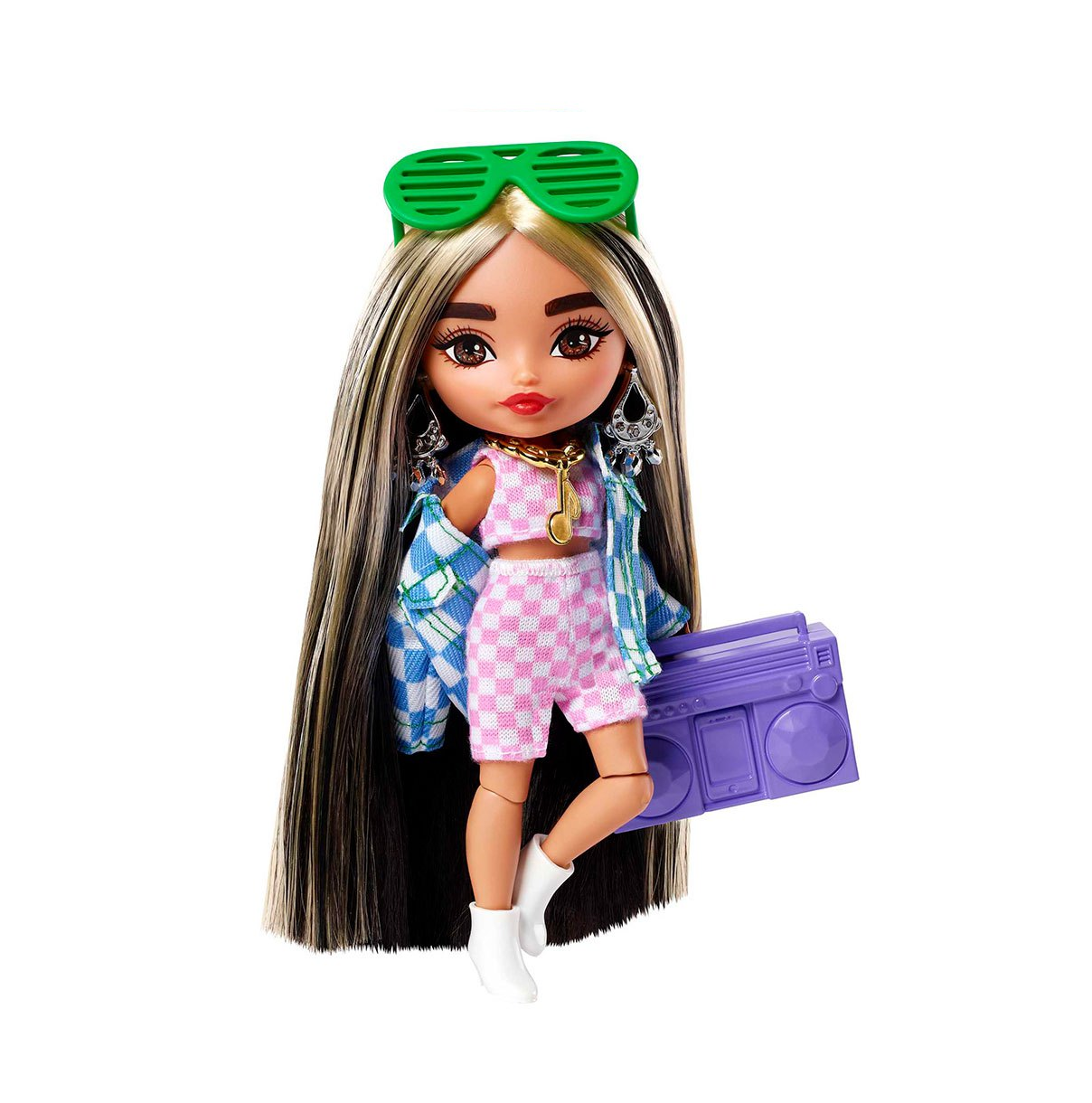 Boneca Barbie Extra Mini Roupa Xadrez Mattel - Fátima Criança