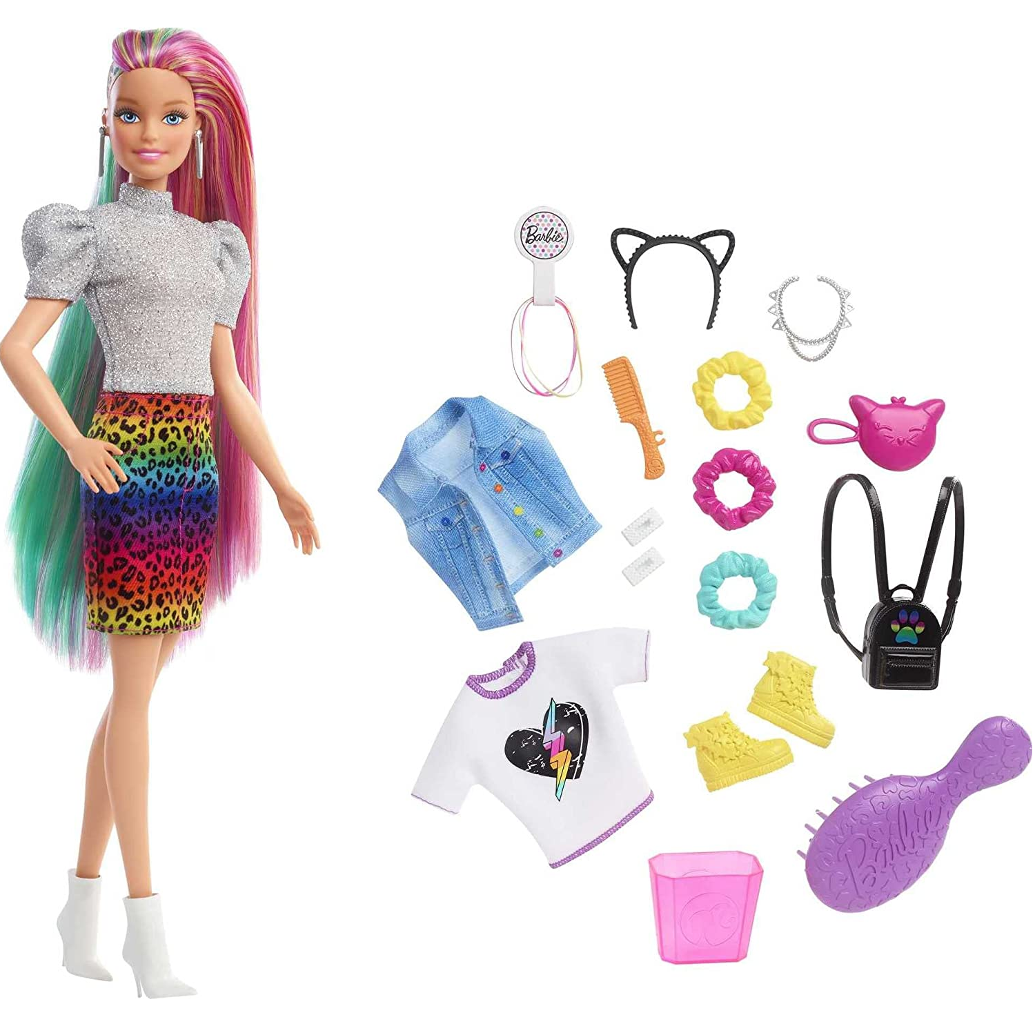 Kit Barbie Boneca Macacao Rosa+Hair Loira Filme C Acessorios