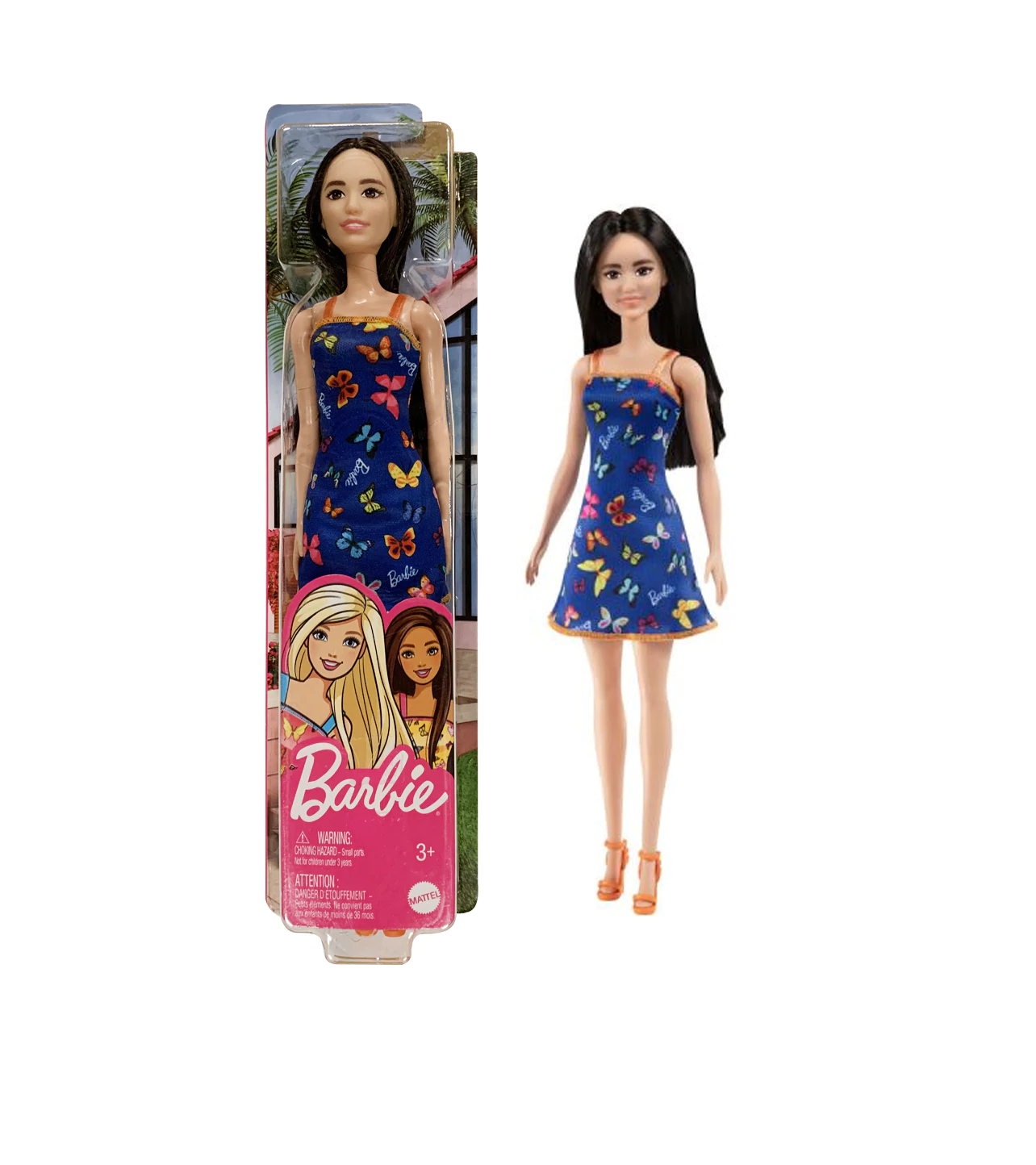 Boneca Barbie Morena Vestido Borboleta Mattel - Fátima Criança