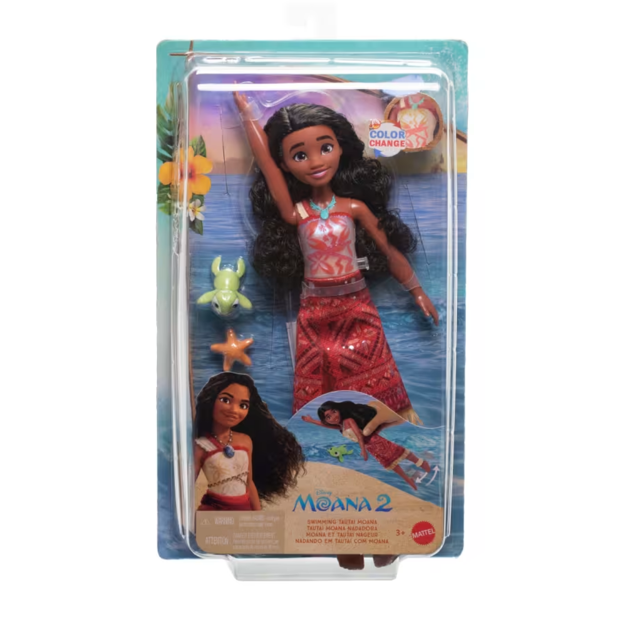 Boneca Disney Moana 2 Nadadora com Pet Color Change Mattel Boneca Disney Moana 2 Nadadora com Pet Color Change Mattel