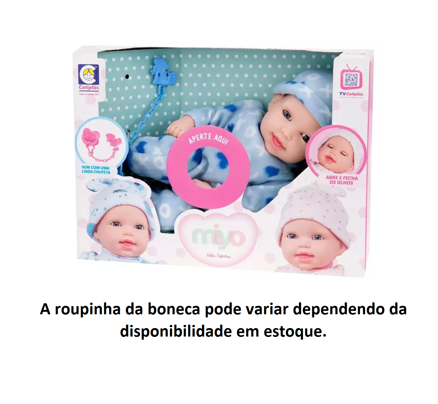 Boneca Bebê Reborn Miya Roupinha Azul Cotiplás - Fátima Criança