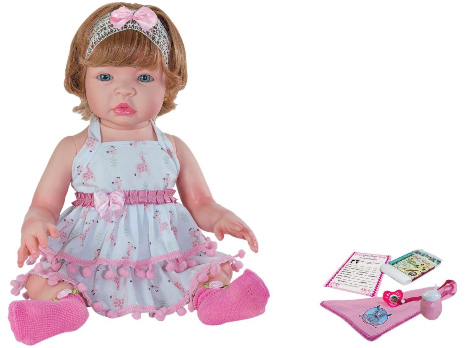 Boneca Bebê Reborn Miya Roupinha Azul Cotiplás - Fátima Criança