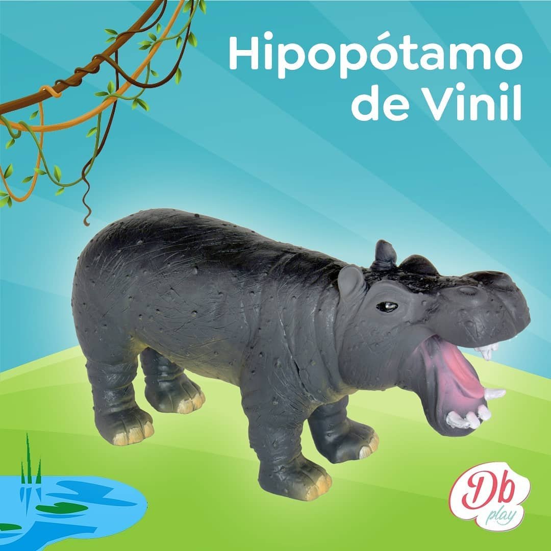 Boneco Hipopótamo de Vinil Animais Selvagens Db Play