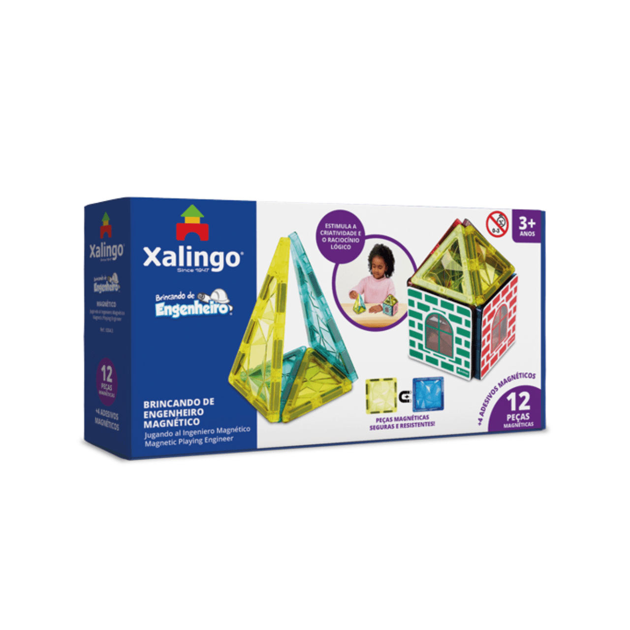 Brincando de Engenheiro Magnético 12 Peças Xalingo Brincando de Engenheiro Magnético 12 Peças Xalingo