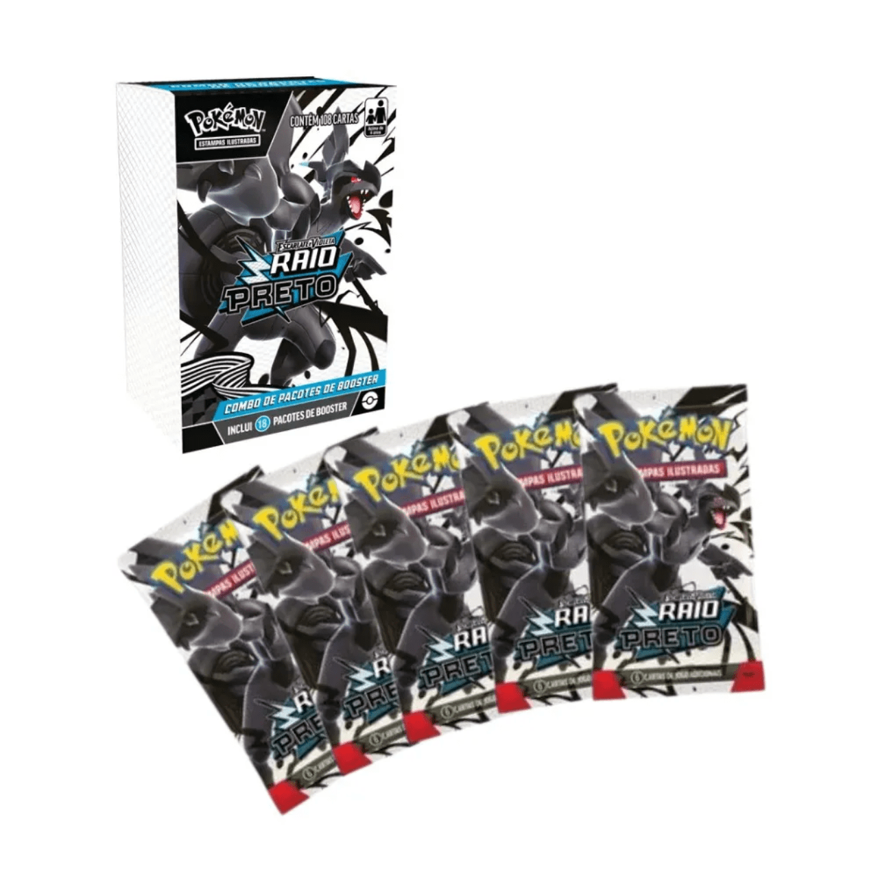 Combo de Pacotes Booster EV Raio Preto Pokémon 108 Cartas Copag Combo de Pacotes Booster EV Raio Preto Pokémon 108 Cartas Copag