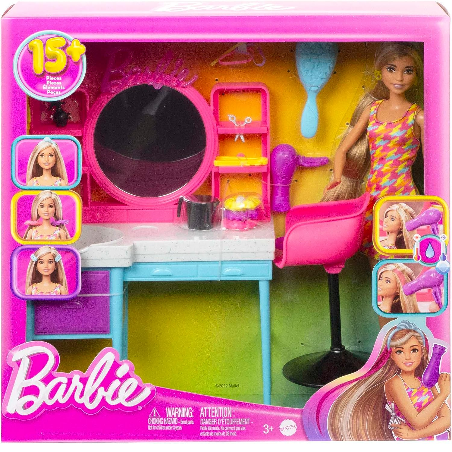 Conjunto Boneca Barbie Totally Hair Salão de Beleza Mattel