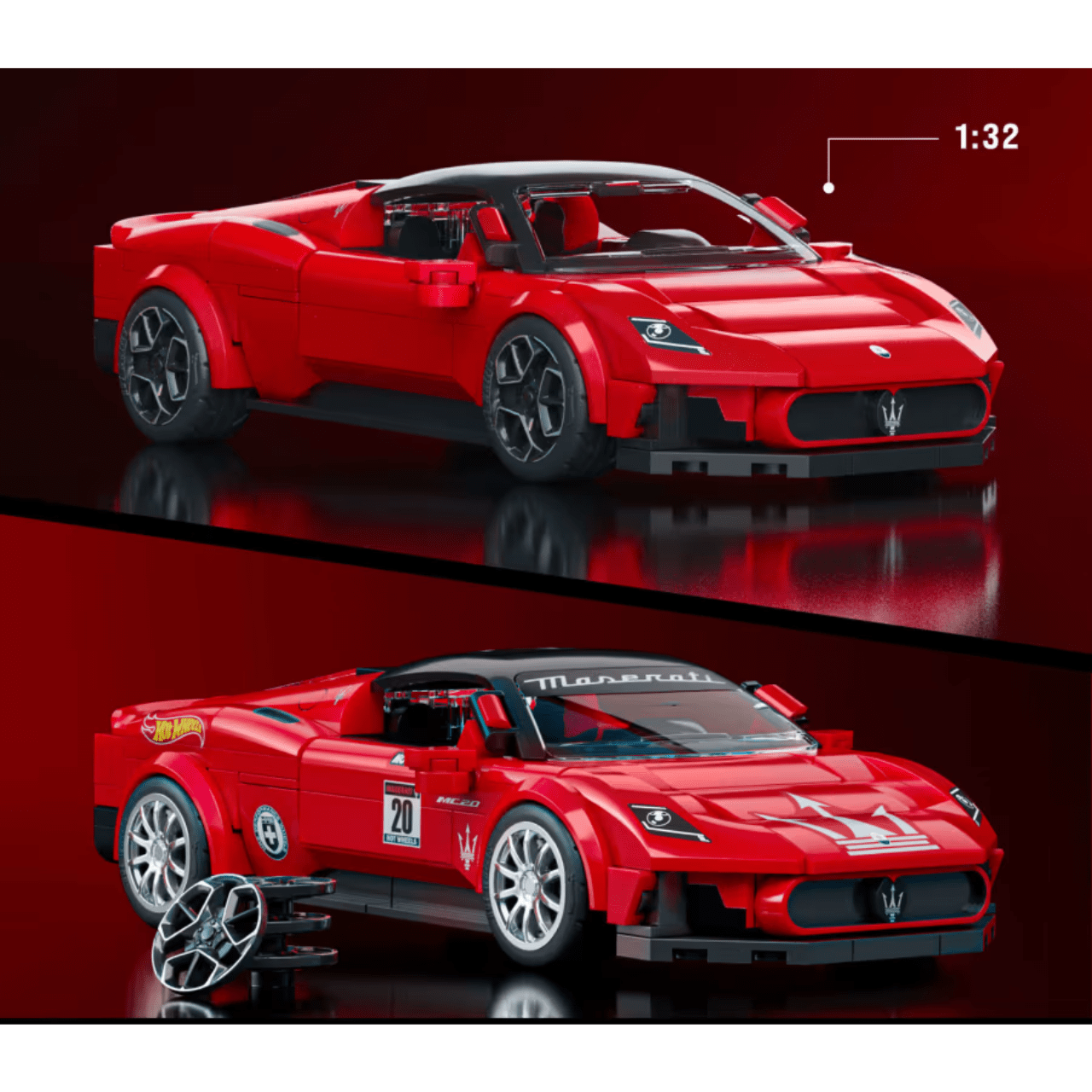 Conjunto de Construção Hot Wheels Carro Speed Maserati MC20 Mattel Conjunto de Construção Hot Wheels Carro Speed Maserati MC20 Mattel