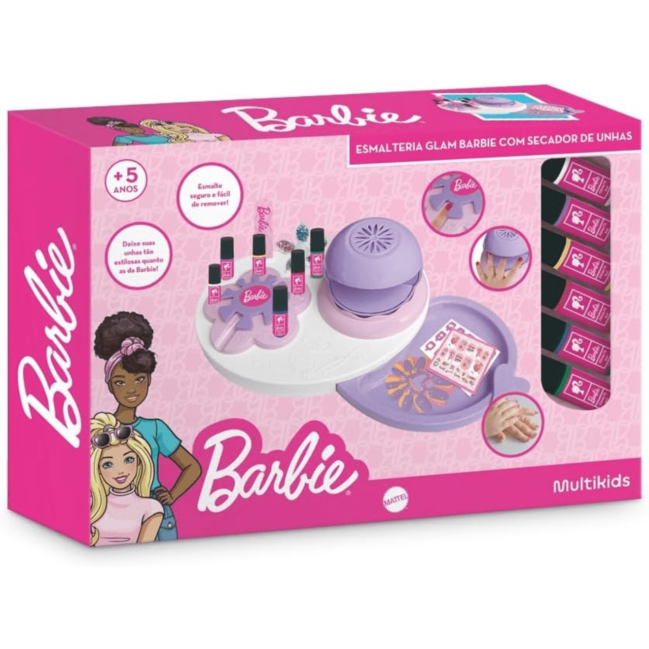 Conjunto Esmalteria Glam Barbie Com Secador de Unhas Multikids Conjunto Esmalteria Glam Barbie Com Secador de Unhas Multikids