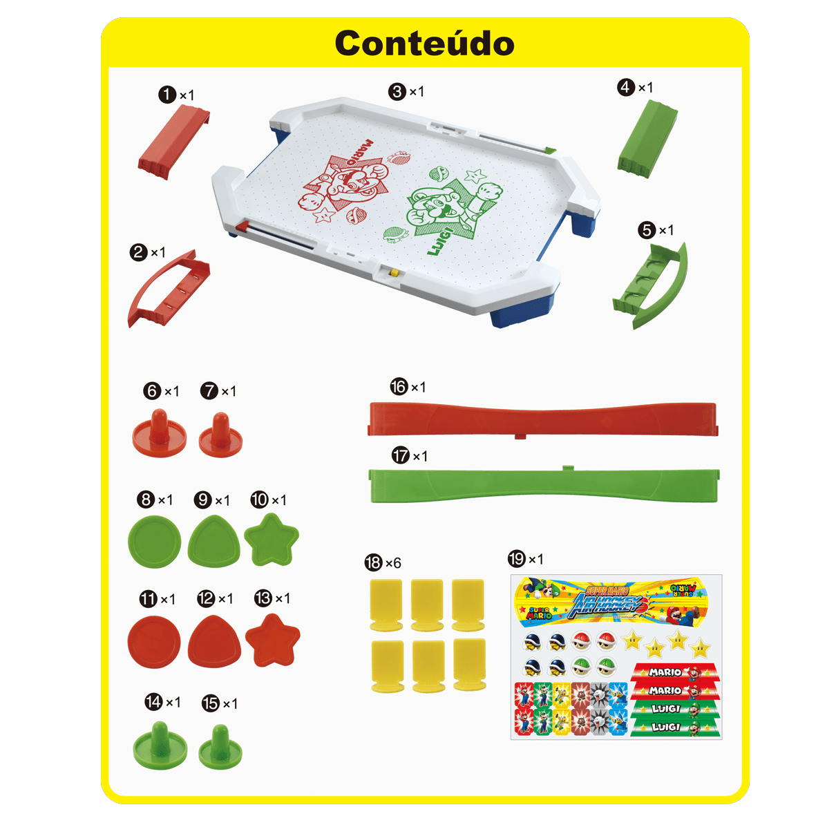 Jogo 2 em 1 - Air Hockey e Acerte o Alvo - Super Mario - Epoch