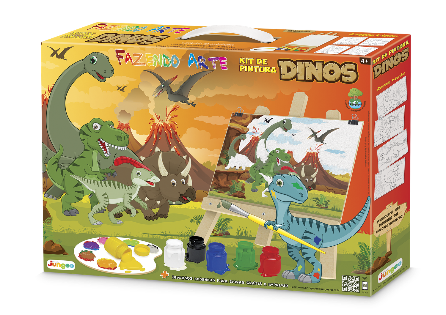 Kit de Pinturas Infantil Dinos Fazendo Arte Junges - Fátima Criança