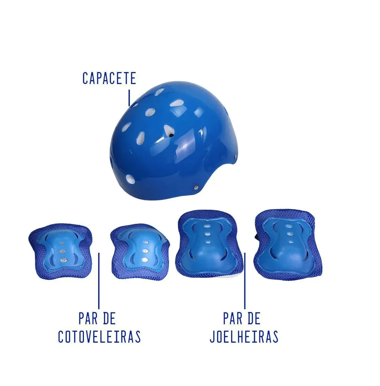 Kit de Proteção Infantil Com Capacete Azul Turma da Aventura Unitoys Kit de Proteção Infantil Com Capacete Azul Turma da Aventura Unitoys