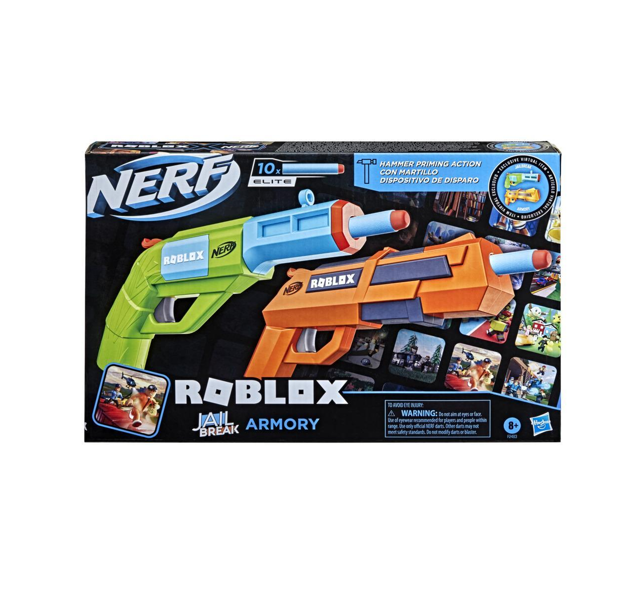 Lança Dardos Nerf Roblox Jailbreak Armory Kit com 2 Lançadores Hasbro -  Fátima Criança
