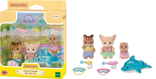 Amigos Do Jardim Da Infância Divrsão Na Piscina Sylvanian Families Epoch
