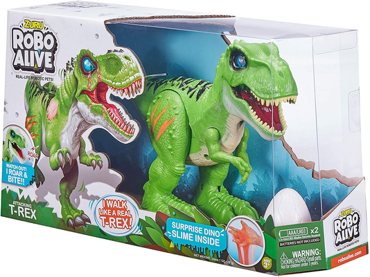 Ataque do Dinossauro T-Rex Robo Alive Verde Candide