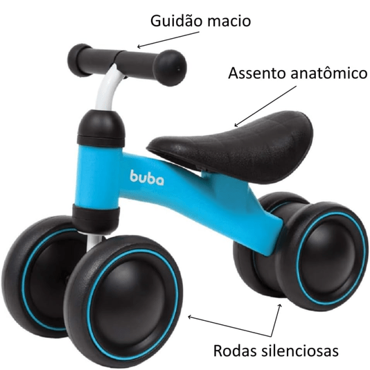 Bicicleta de Equilíbrio 4 Rodas Azul Buba