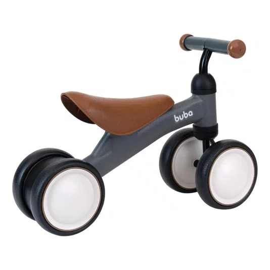 Bicicleta de Equilíbrio 4 Rodas Cinza Buba