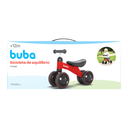 Bicicleta de Equilíbrio 4 Rodas Vermelha Buba
