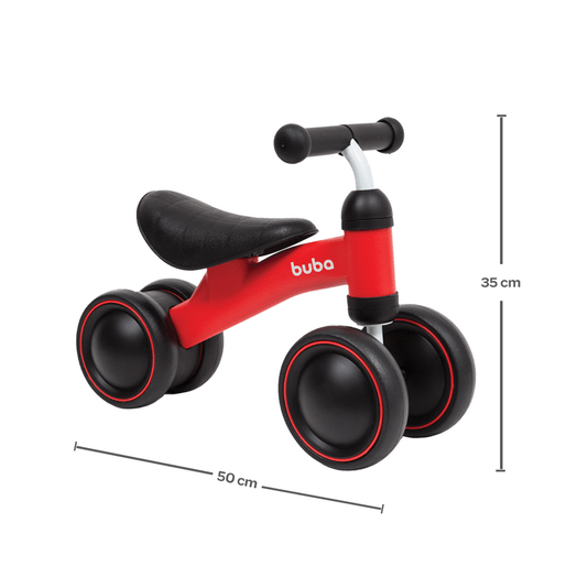 Bicicleta de Equilíbrio 4 Rodas Vermelha Buba
