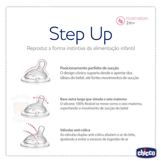 Bico Step Up Silicone Fluxo Médio +2M Chicco 