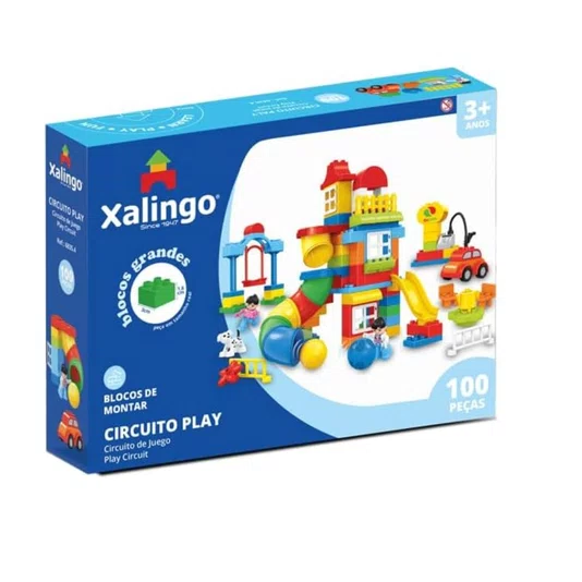 Blocos de Montar Circuito Play Blocos Grandes 100 Peças Xalingo 