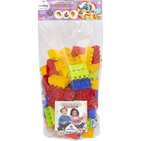 Blocos de Montar Mercoblocks 112 Peças Mercotoys Brinquedos