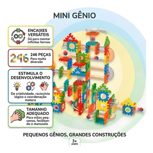 Blocos de Montar Mini Labirinto Corrida de Bolinhas 246 Peças BBR Toys