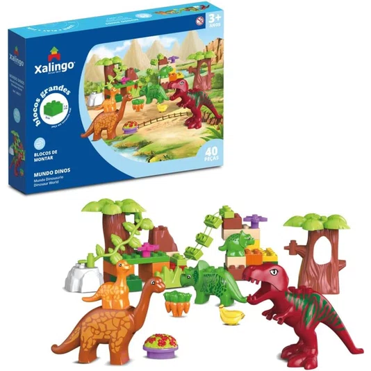 Blocos de Montar Mundo Dinos Blocos Grandes 40 Peças Xalingo
