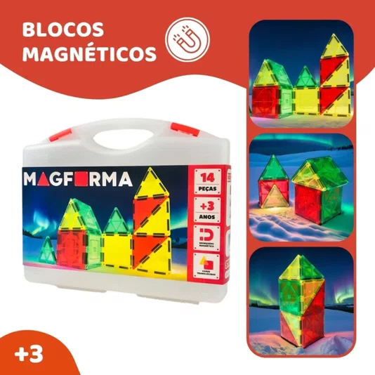 Blocos Magnéticos 14 Peças MagForma Steam Toy 