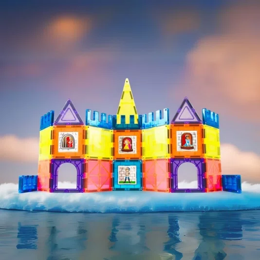  Blocos Magnéticos Castelo 28 Peças MagForma Steam Toy