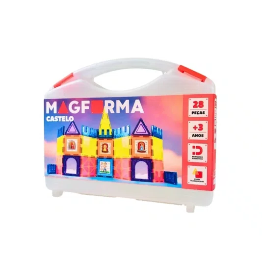  Blocos Magnéticos Castelo 28 Peças MagForma Steam Toy