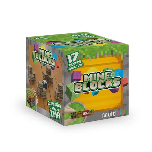 Blocos Magnéticos Mineblocks 17 Blocos Multikids