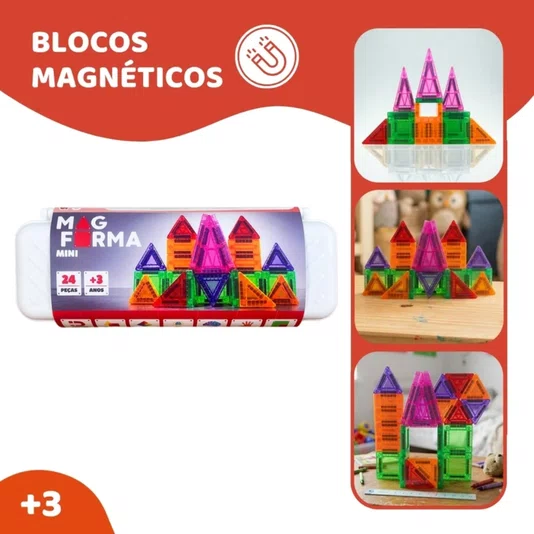 Blocos Magnéticos Mini 24 Peças MagForma Steam Toy