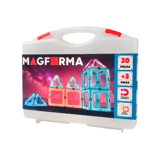 Blocos Magnéticos Vazados 20 Peças MagForma Steam Toy 