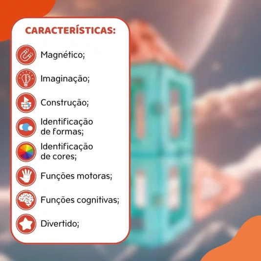 Blocos Magnéticos Vazados 20 Peças MagForma Steam Toy 