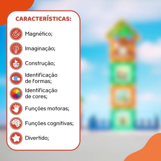 Blocos Magnéticos Zoológico 44 Peças MagForma Steam Toy 