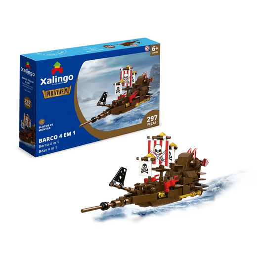 Blocos para Montar Barco Pirata 4 em 1 Xalingo