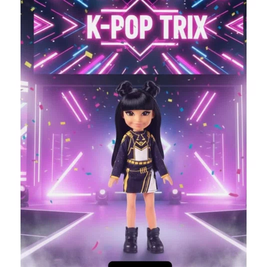 Boneca Aria Preto e Acessórios K-Pop Trix Gold Pupee