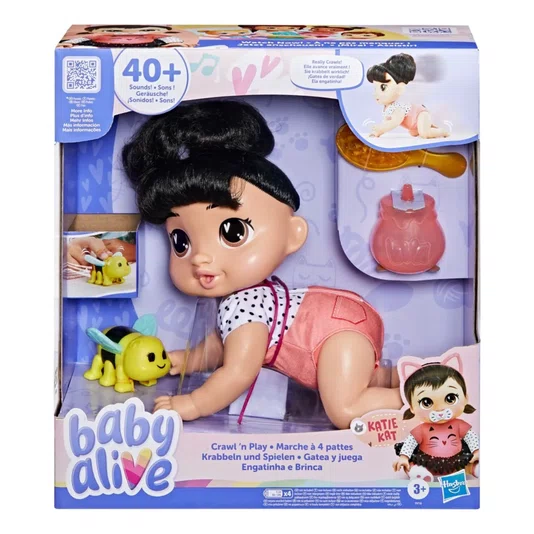 Boneca Baby Alive Engatinha e Brinca Morena Katie Kat Hasbro