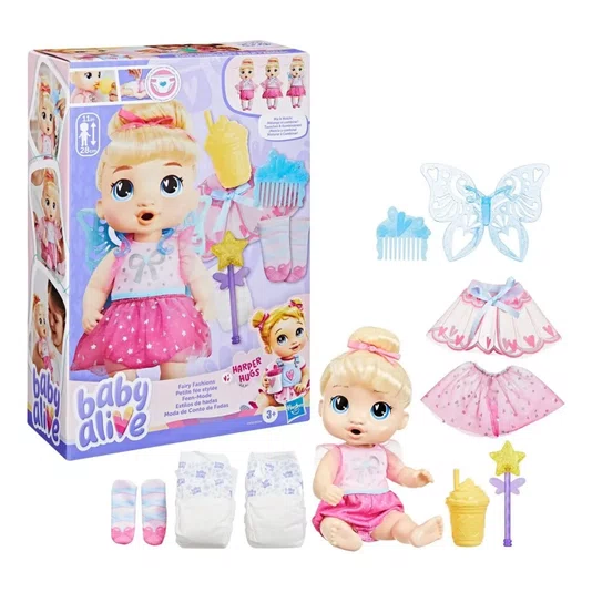 Boneca Baby Alive Moda de Conto de Fadas Loira Hasbro 