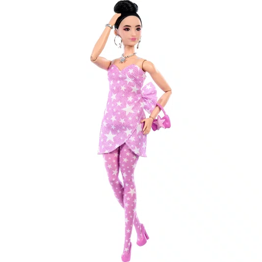 Boneca Barbie Fashionista Deluxe Style Vestido de Estrelas Mattel