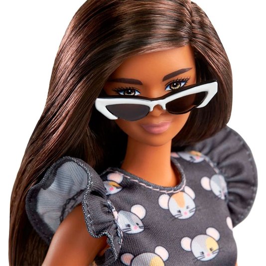 Boneca Barbie Fashionista Vestido Rastinhos Preto Mattel